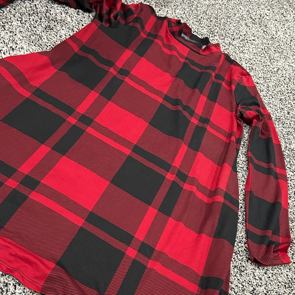 Red and Black Plaid Long Sleeve dress